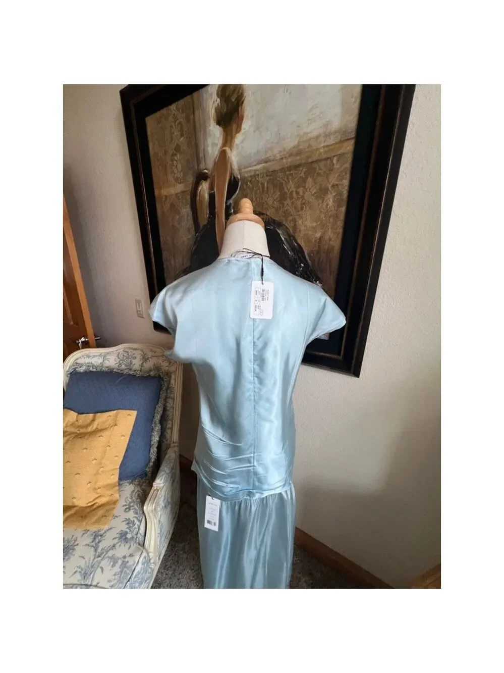NWT HELMUT LANG Sky Blue Midi Skirt Size 10 and Medium Top $1100